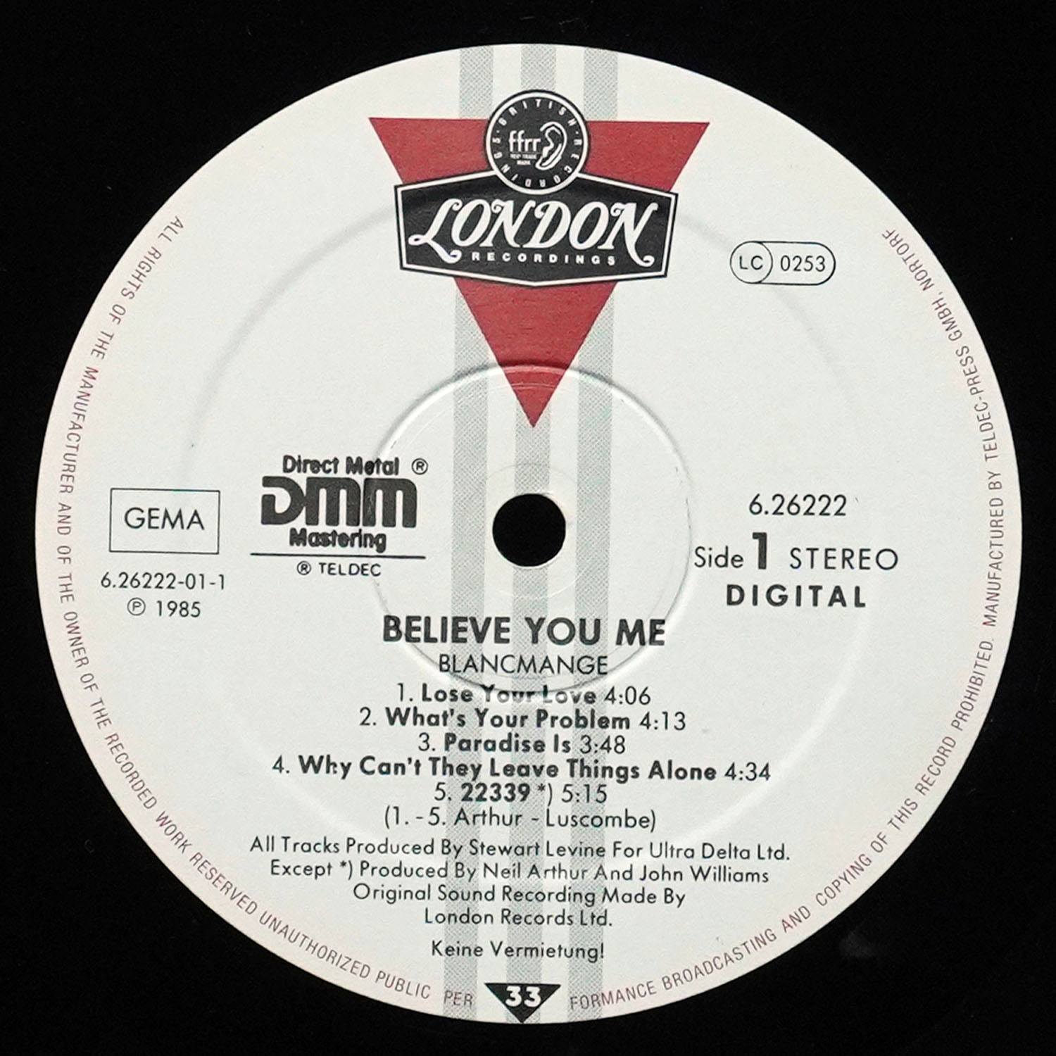 LP Blancmange — Believe You Me фото 3