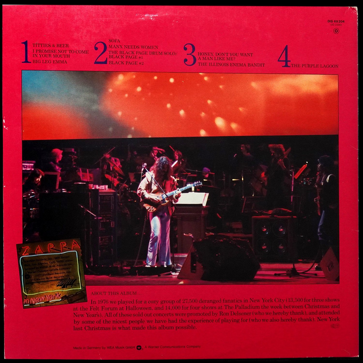 LP Frank Zappa — Zappa In New York (2LP) фото 2