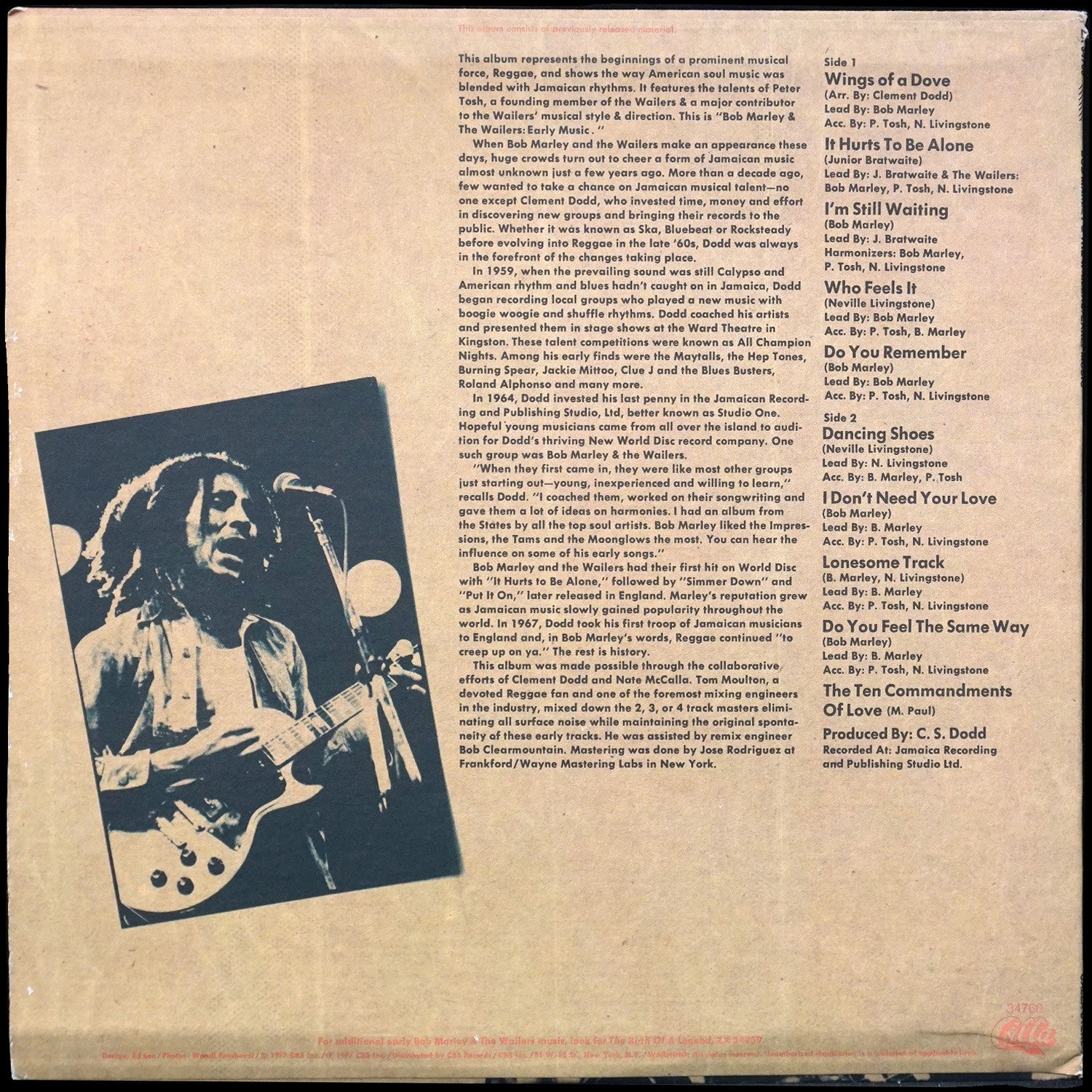 LP Bob Marley & The Wailers — Early Music фото 2