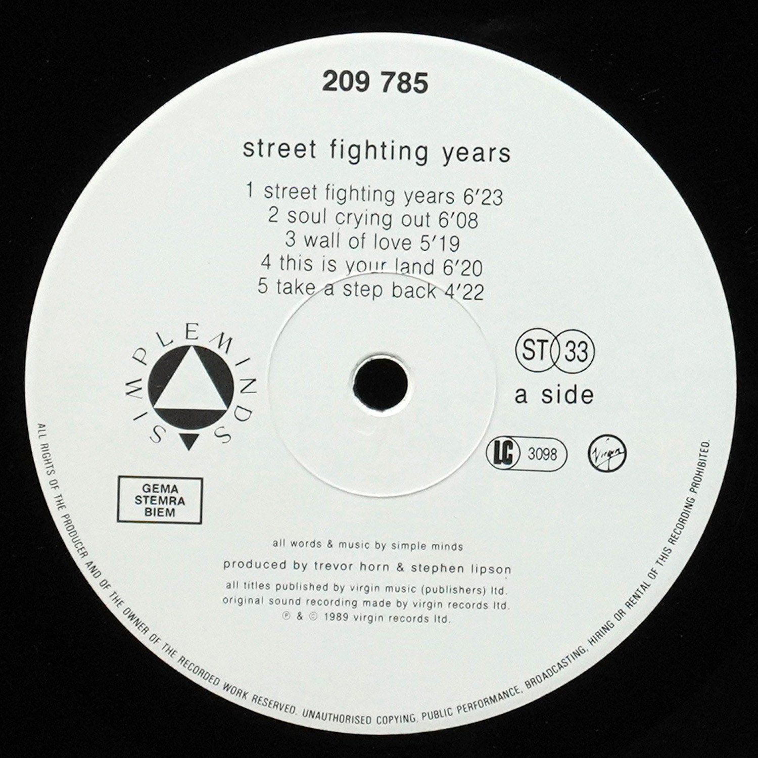 LP Simple Minds — Street Fighting Years фото 3