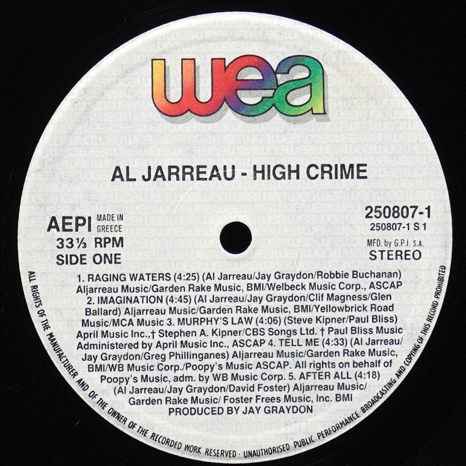 LP Al Jarreau — High Crime фото 3