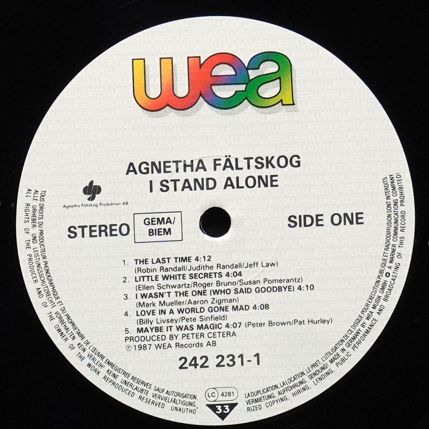 LP Agnetha Faltskog — I Stand Alone фото 2