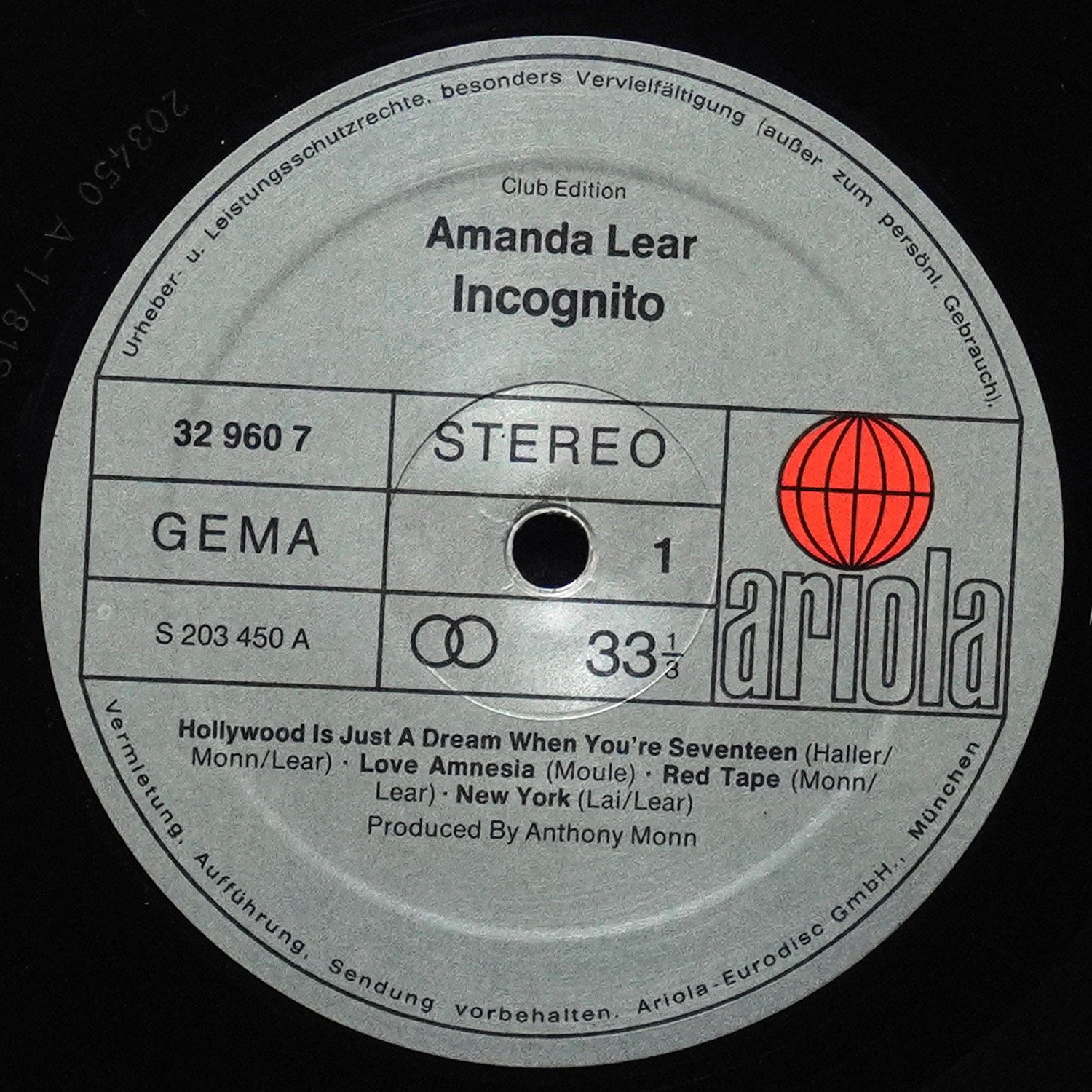 LP Amanda Lear — Incognito (клубное издание) фото 2