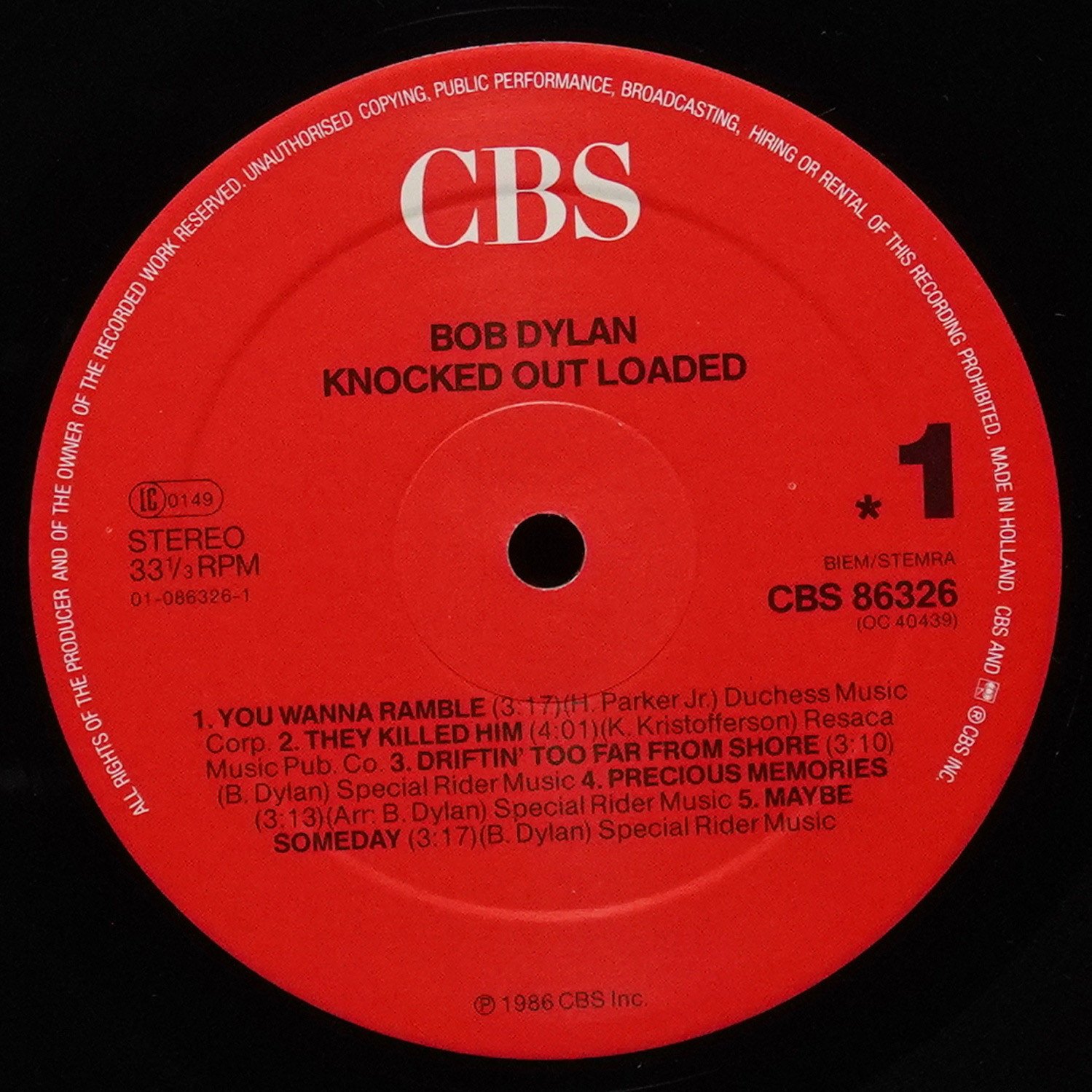 LP Bob Dylan — Knocked Out Loaded фото 3