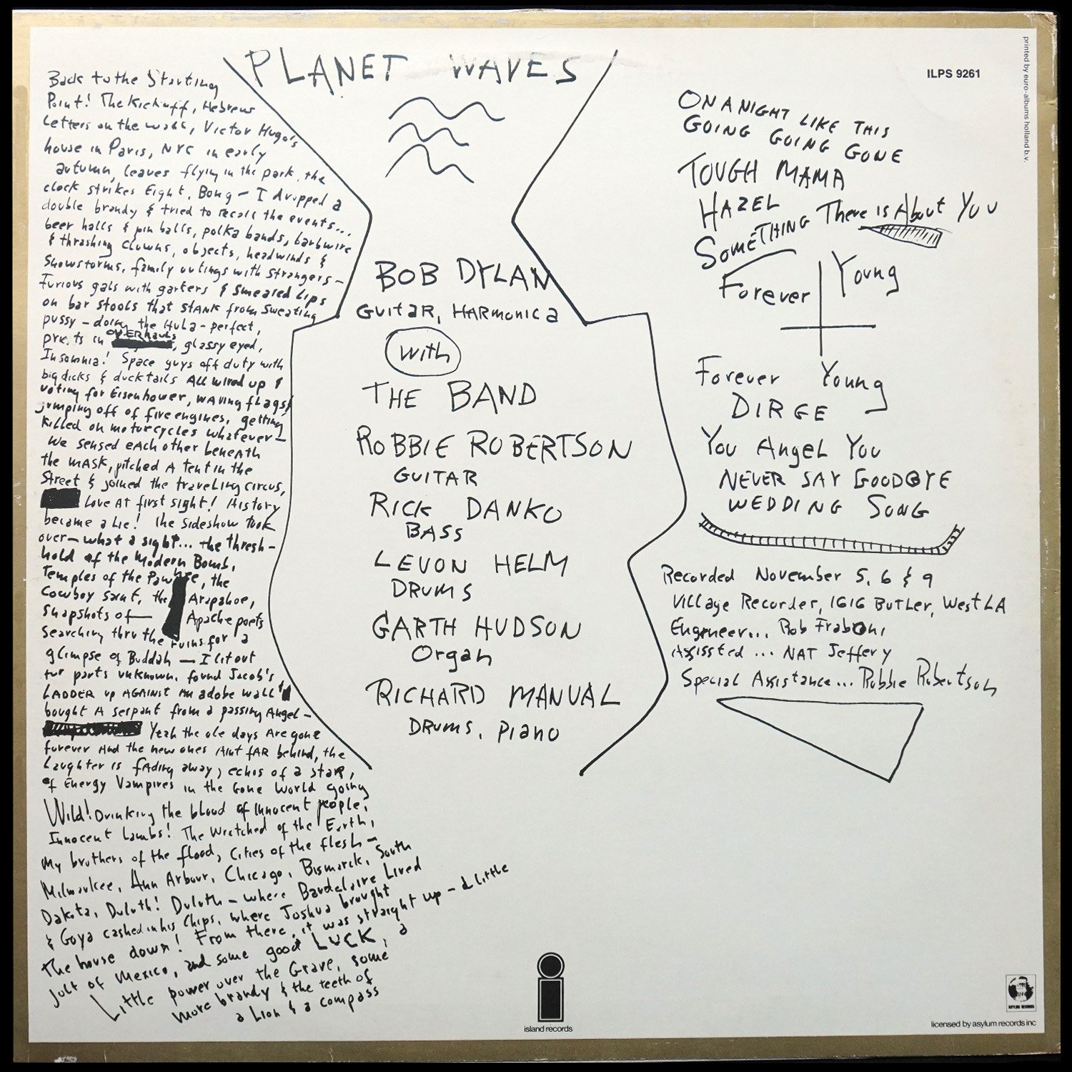 LP Bob Dylan — Planet Waves фото 2