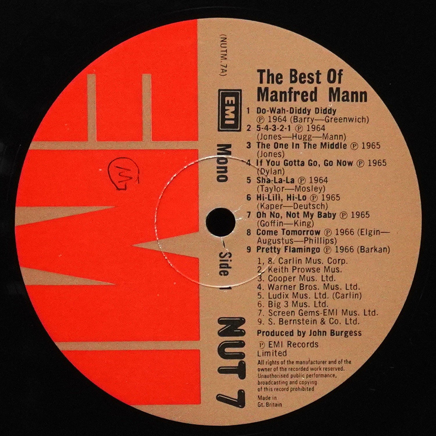 LP Manfred Mann — Best Of Manfred Mann (моно) фото 2