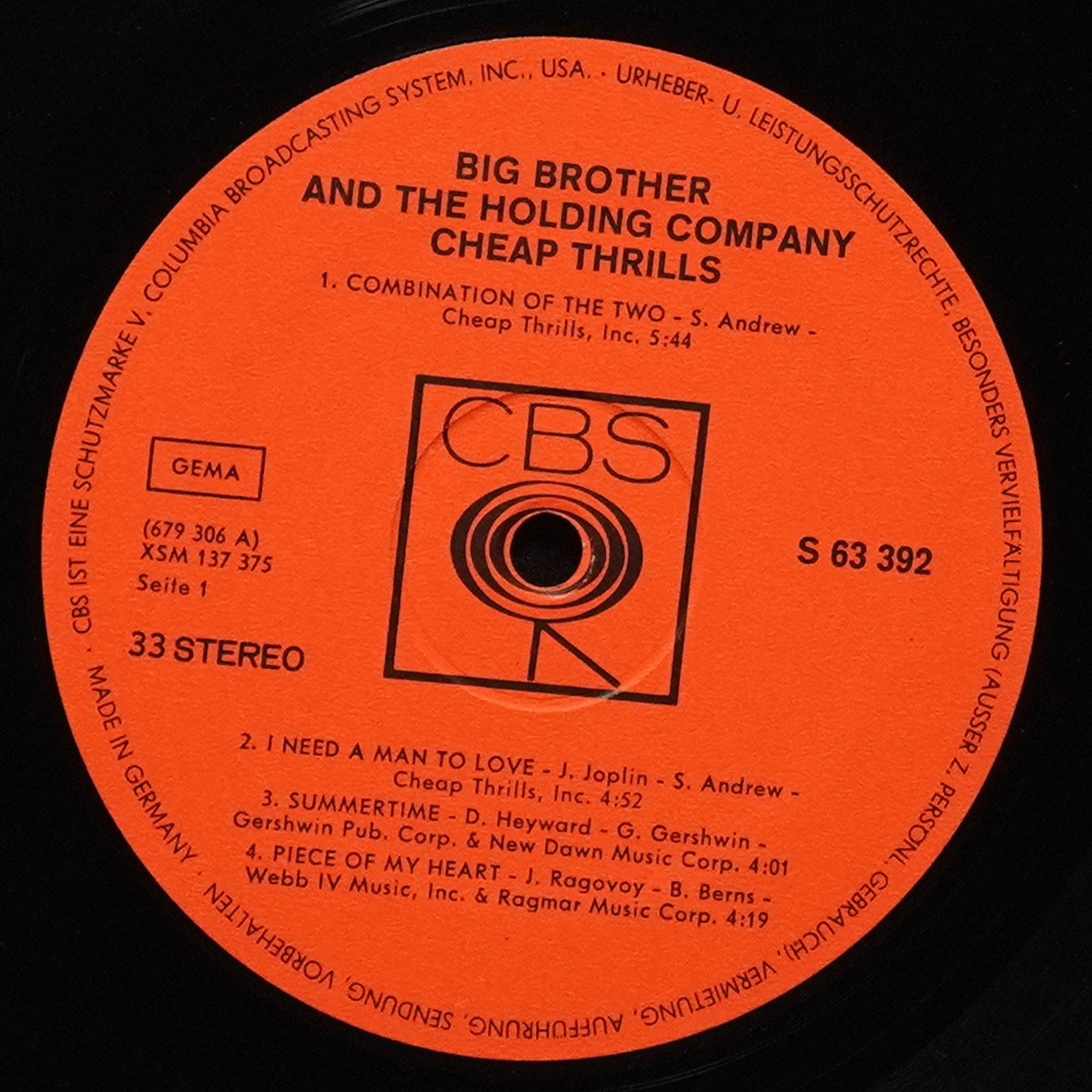 LP Big Brother & Holding Company — Cheap Thrills фото 3