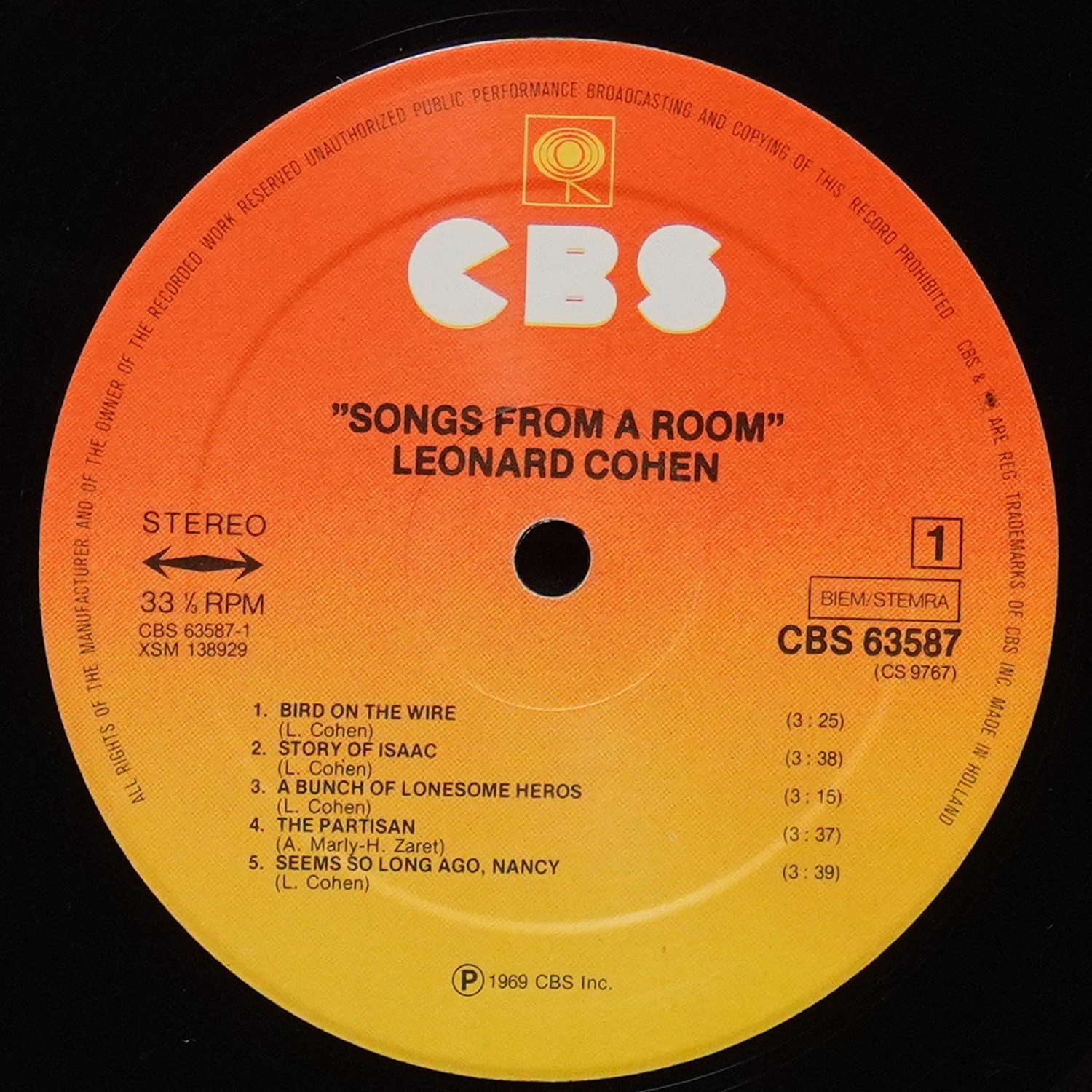 LP Leonard Cohen — Songs From A Room фото 2