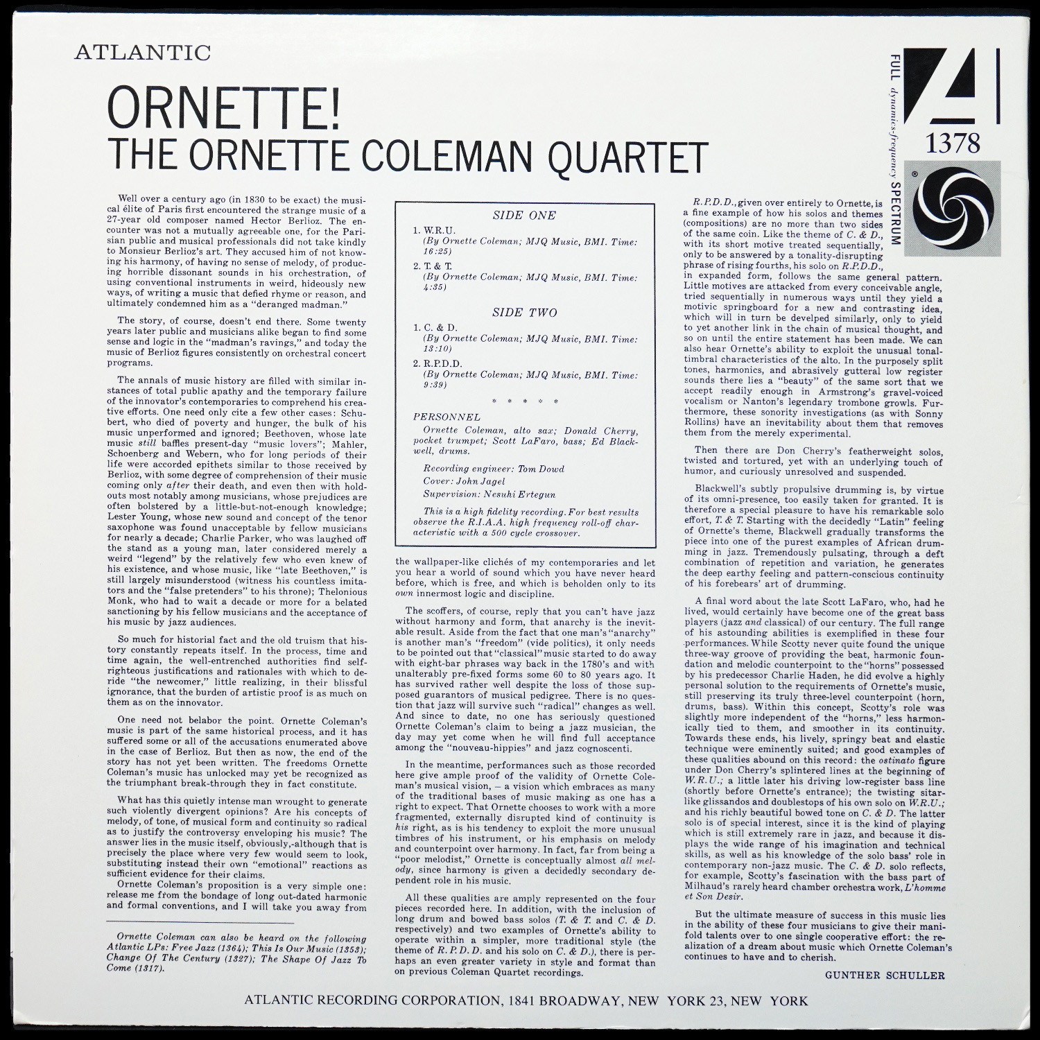 LP Ornette Coleman — Ornette! фото 2