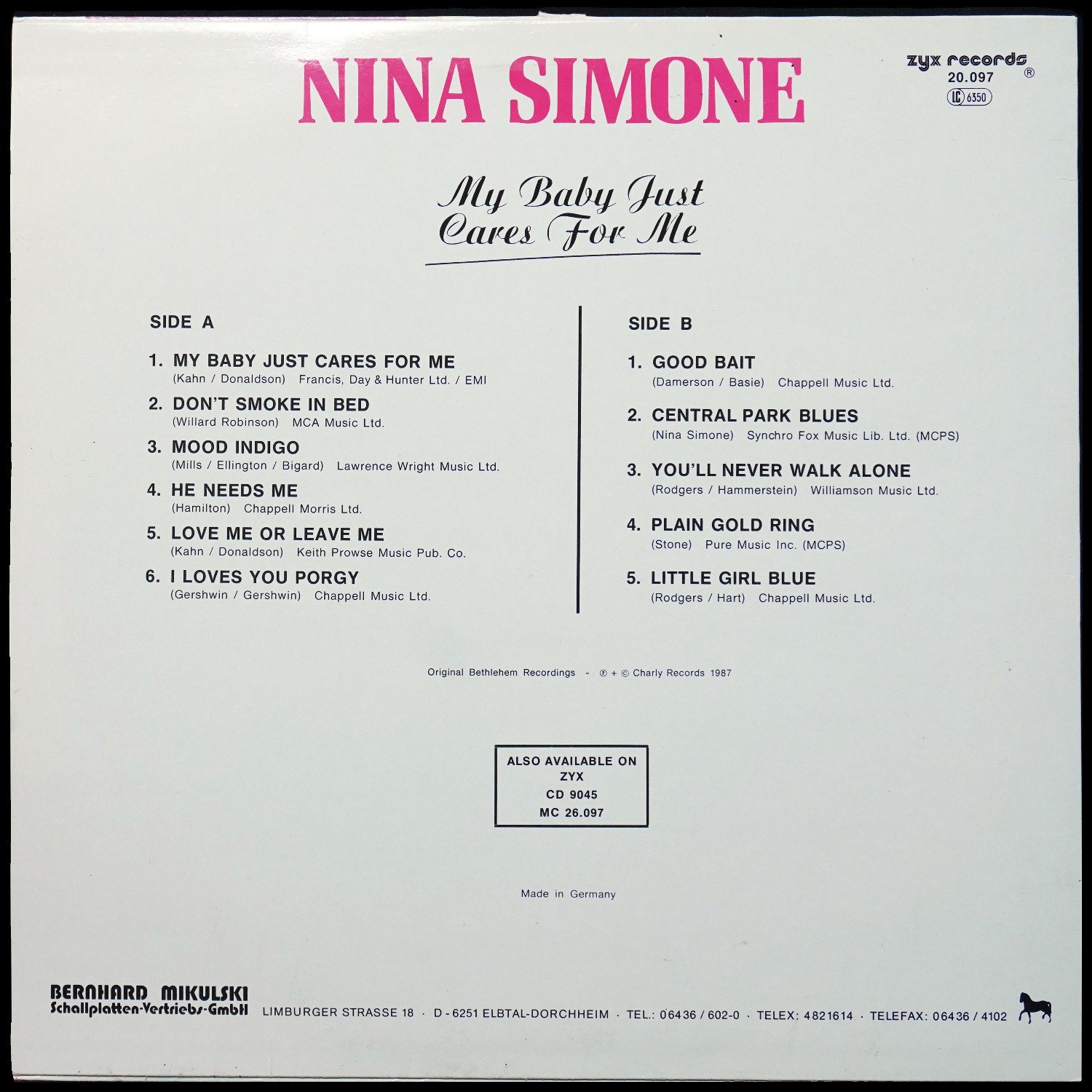 LP Nina Simone — My Baby Just Cares For Me фото 2