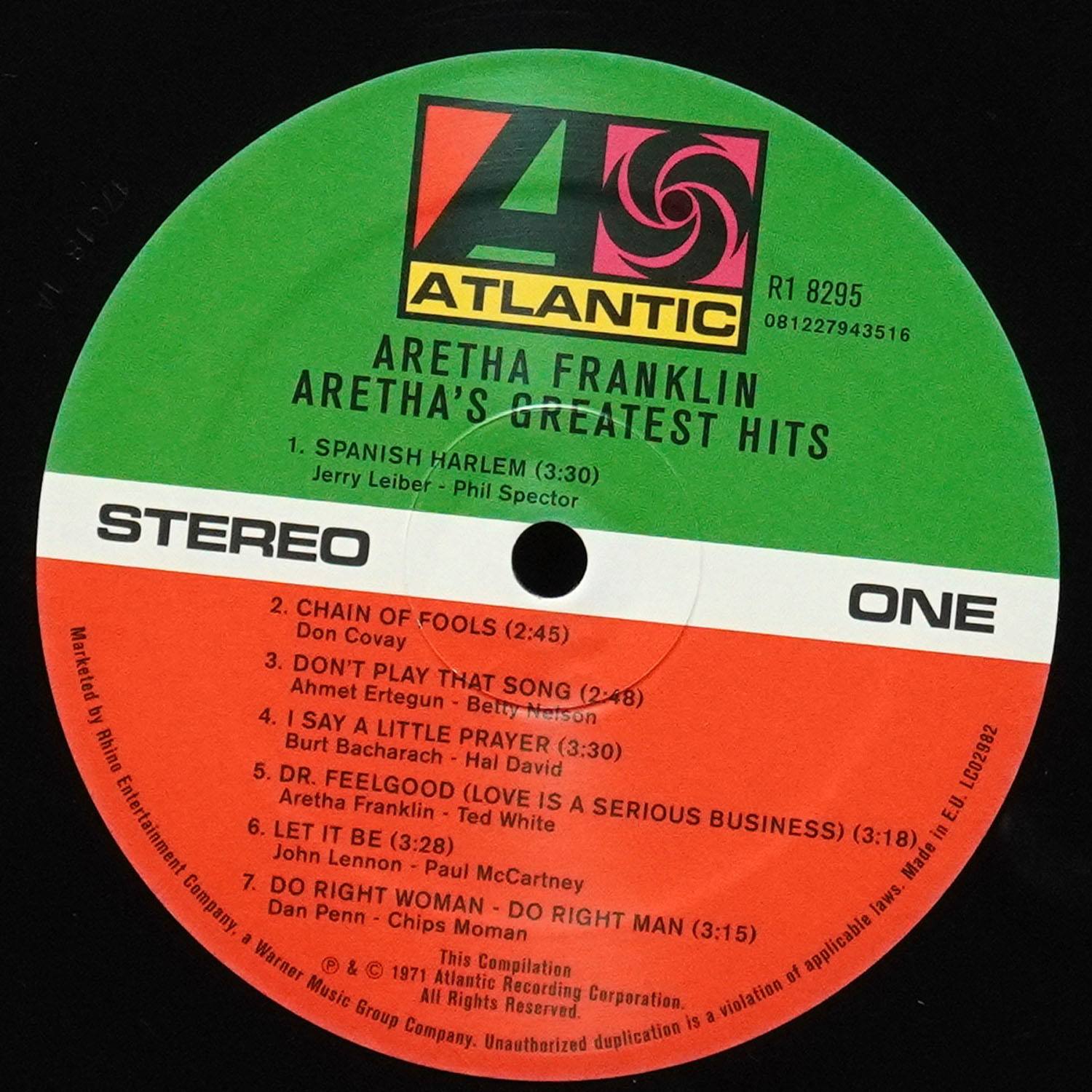 LP Aretha Franklin — Aretha's Greatest Hits фото 3