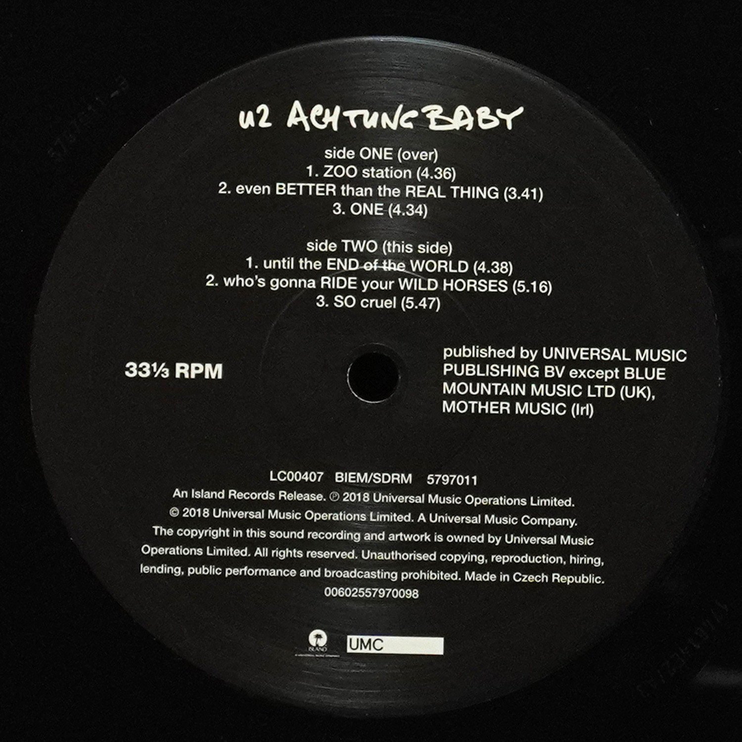 LP U2 — Achtung Baby (2LP) фото 3