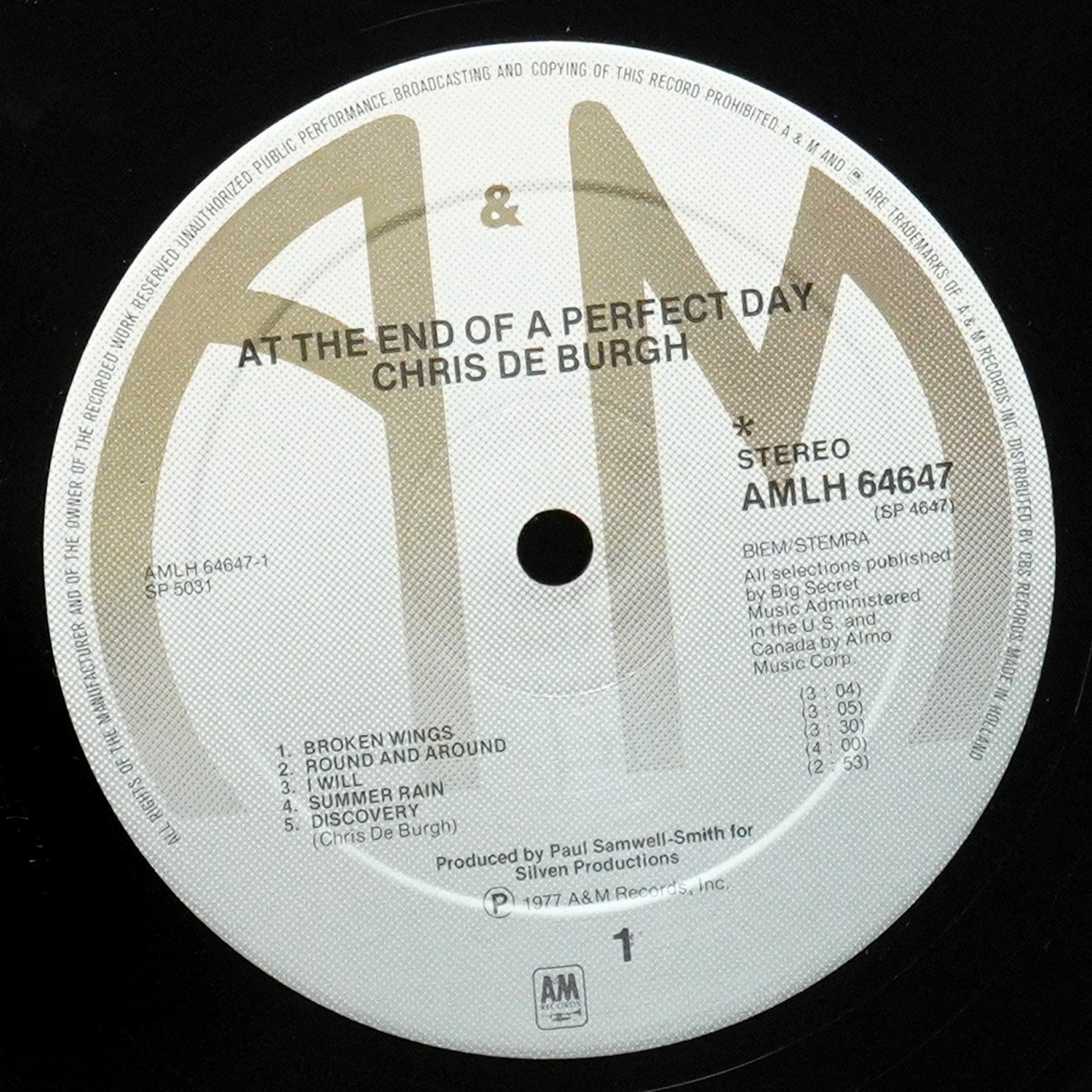 LP Chris De Burgh — At The End Of A Perfect Day фото 2
