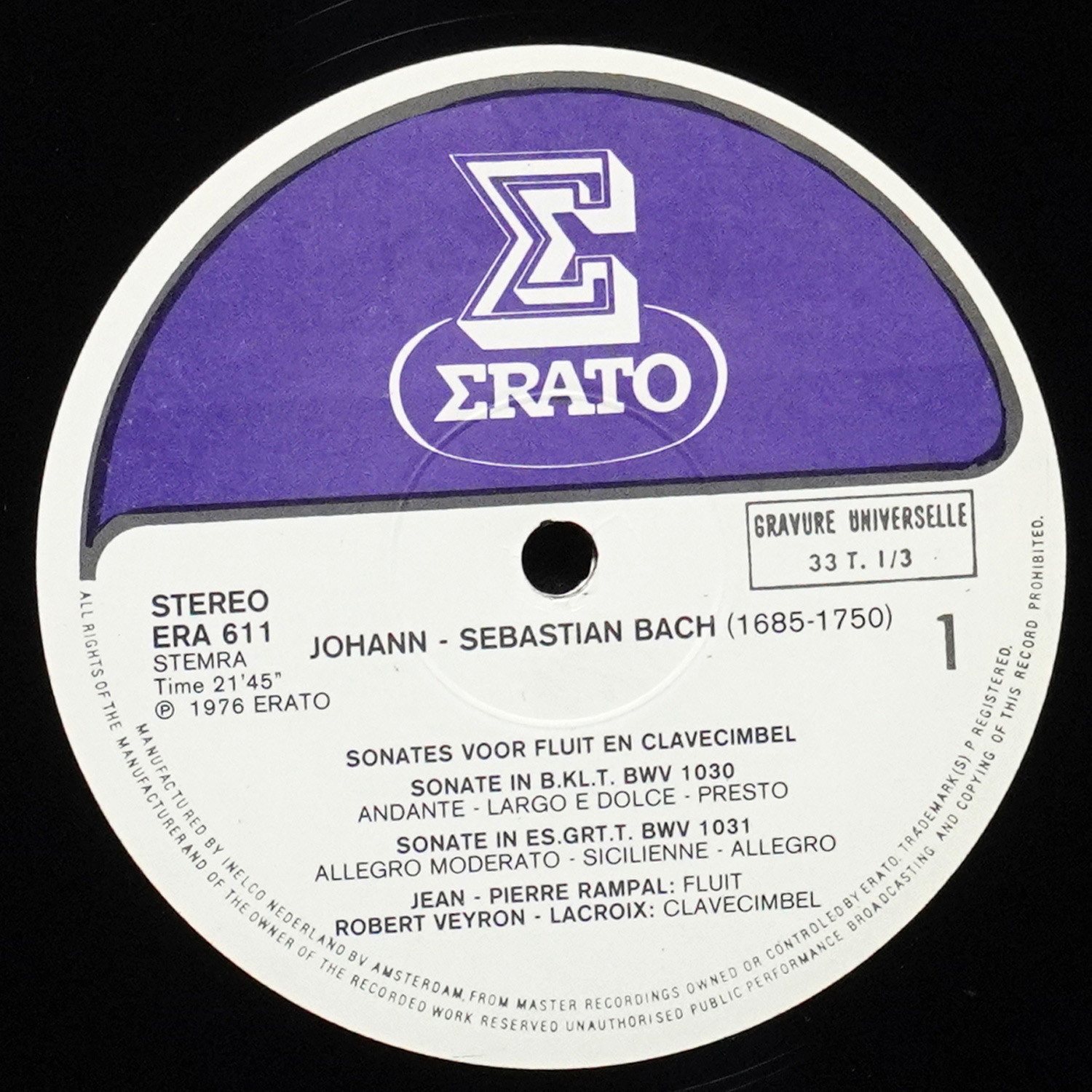 LP Jean-Pierre Rampal — Bach: Fluitsonates фото 2