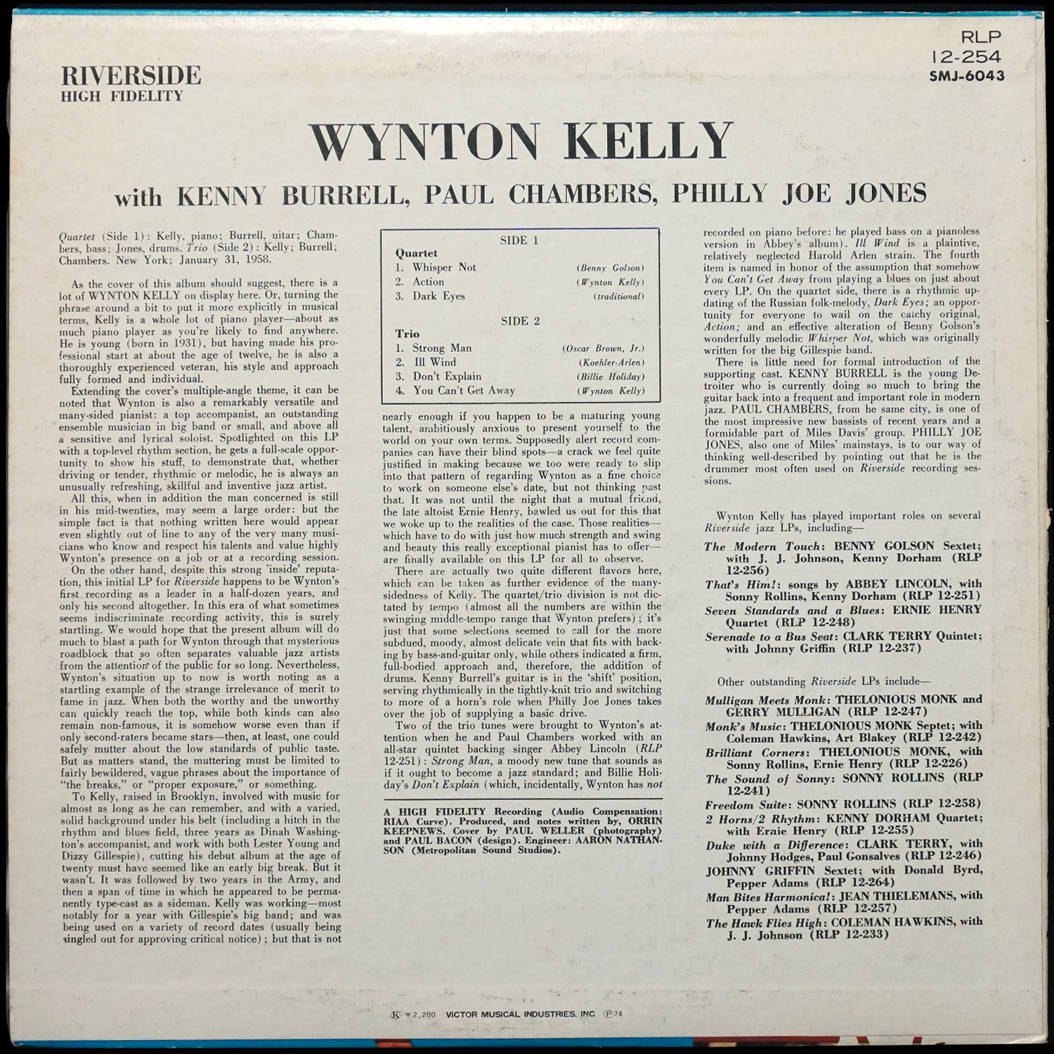 LP Wynton Kelly — Wynton Kelly (моно) фото 2