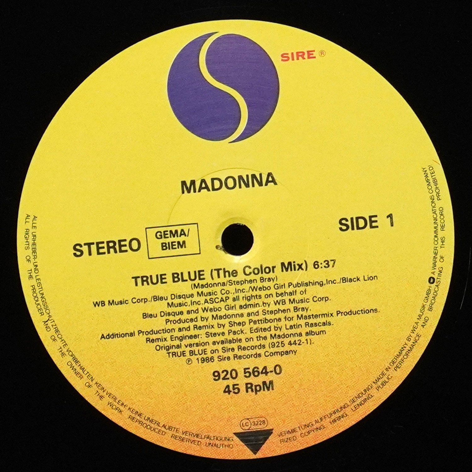 LP Madonna — True Blue (макси сингл) фото 2