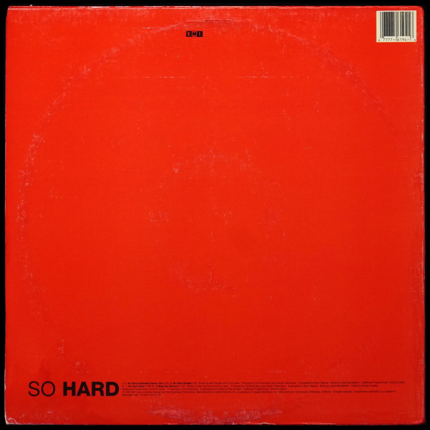 LP Pet Shop Boys — So Hard (макси сингл) фото 2