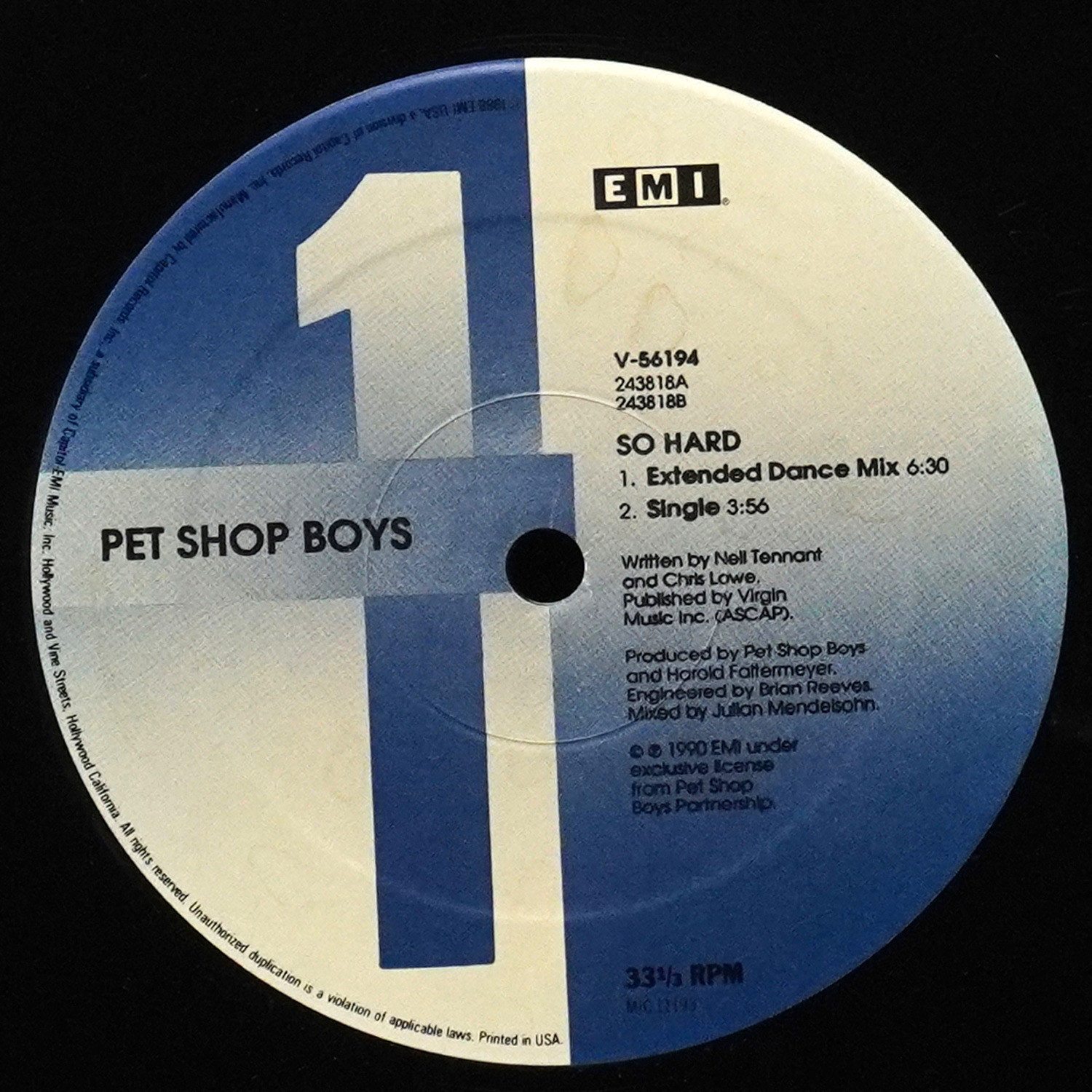 LP Pet Shop Boys — So Hard (макси сингл) фото 3