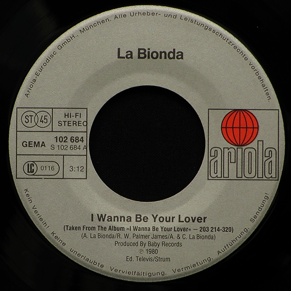 LP La Bionda — I Wanna Be Your Lover (single, promo) фото 2